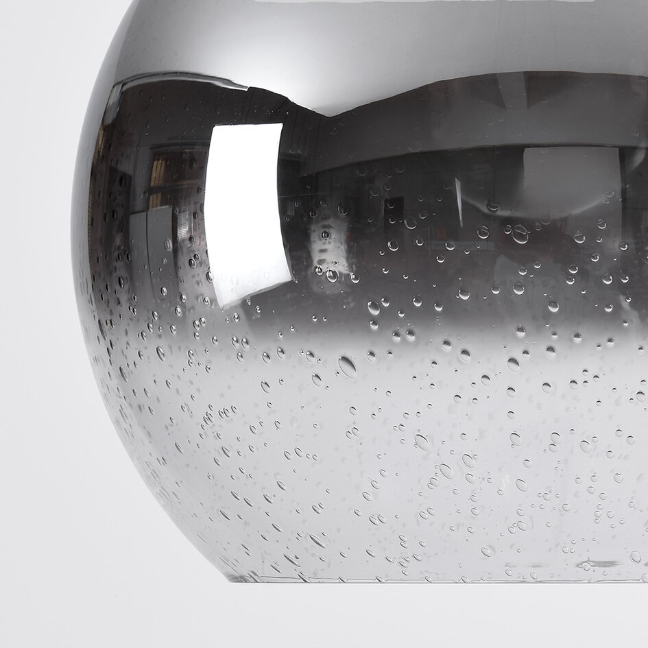 Design lampa wisząca z przydymionego szkła z kulą lustrzaną - London