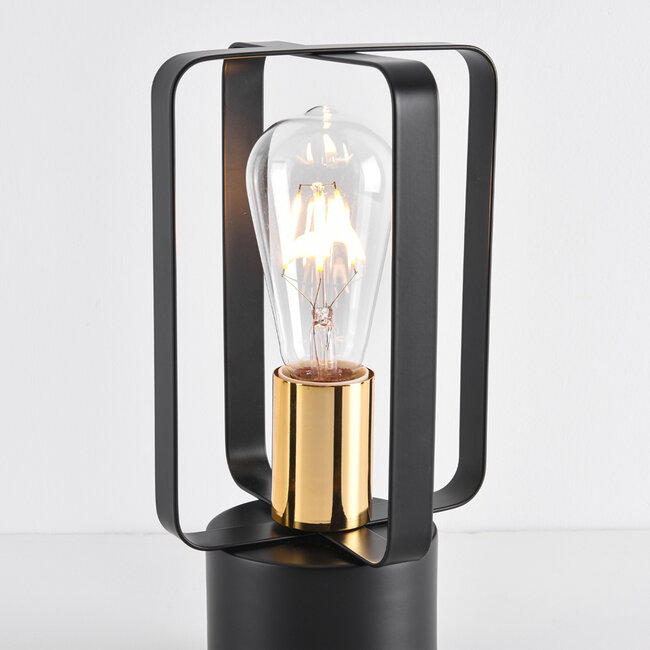 Przemysłowa lampa stołowa z czarnego metalu – Toskania