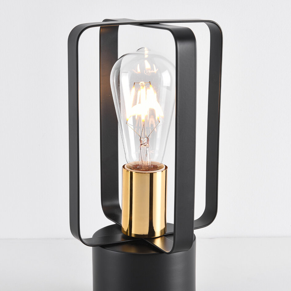 Przemysłowa lampa stołowa z czarnego metalu – Toskania