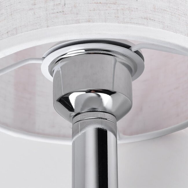 Klasyczna lampka stołowa metalowa z materiałowym kloszem - Utrecht