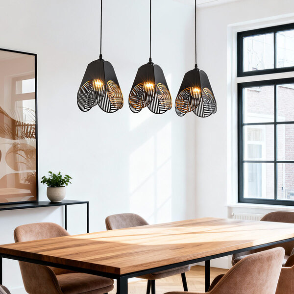 Design lampa wisząca czarna 3 światła - Brussels