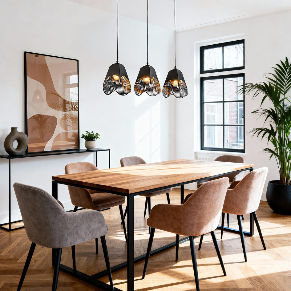 Design lampa wisząca czarna 3 światła - Brussels