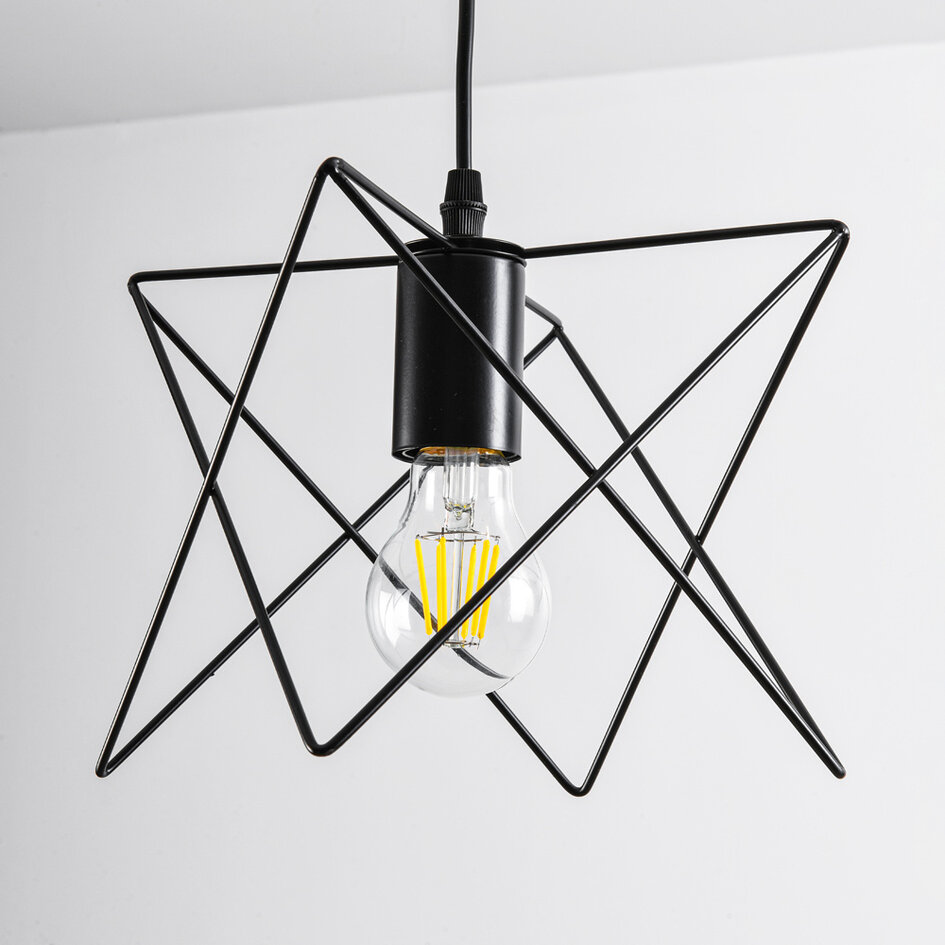Industrialna lampa wisząca czarny metal – Star