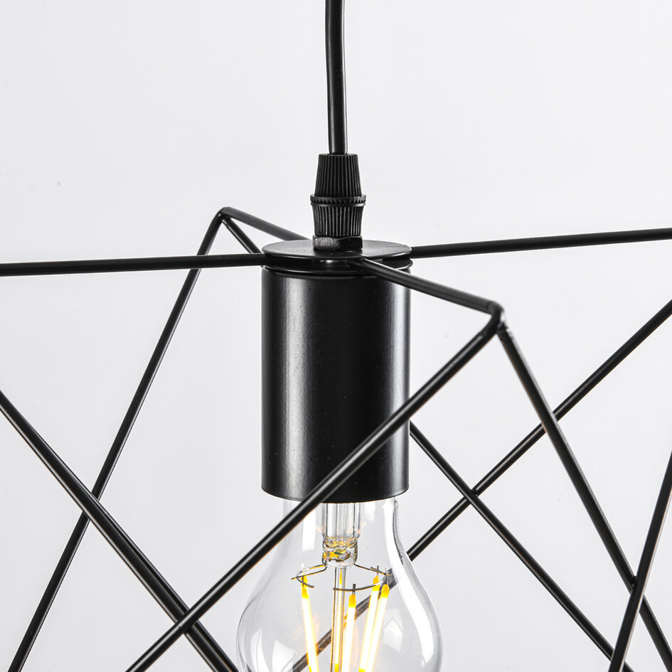 Industrialna lampa wisząca czarny metal – Star