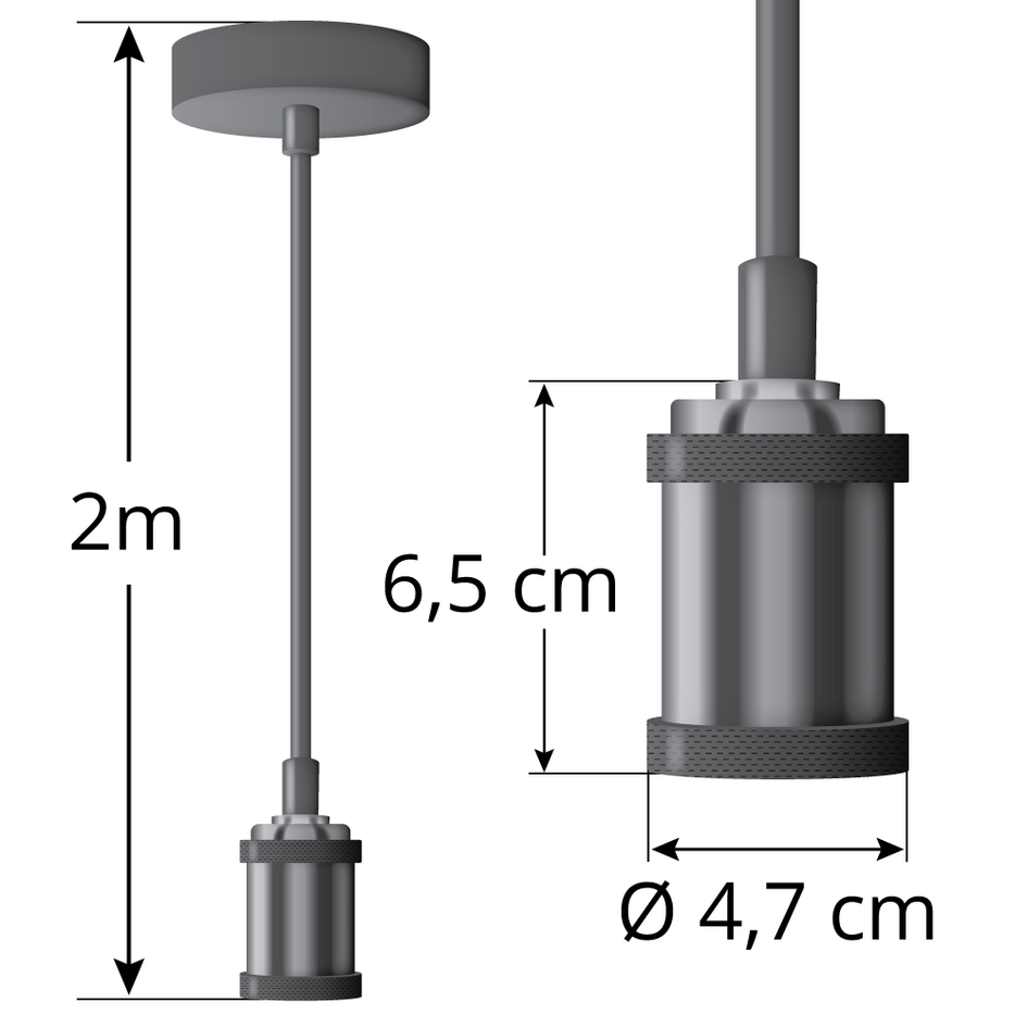 Nowoczesna, błyszcząca czarna lampa wisząca na przewodzie z żarówką XXXL 8,5W do 10W, szkło bursztynowe, 2000K, Ø200