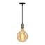 Lampa wisząca na przewodzie – industrialna, srebrna, z żarówką XXXL od 8,5 do 10 W, bursztynowe szkło, 2000 K, Ø200 mm