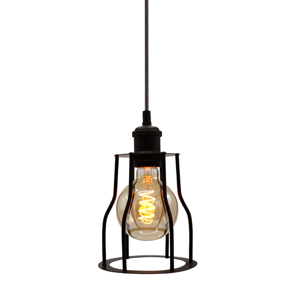 Lampa wisząca Diego z lampą spiralną 5W, szkło bursztynowe, 1800K, Ø95