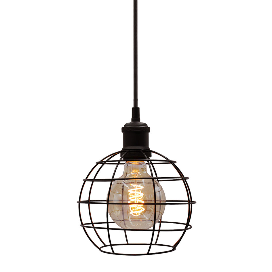 Lampa wisząca Hugo z żarówką spiralną 5 W, szkło bursztynowe, 1800 K, Ø95
