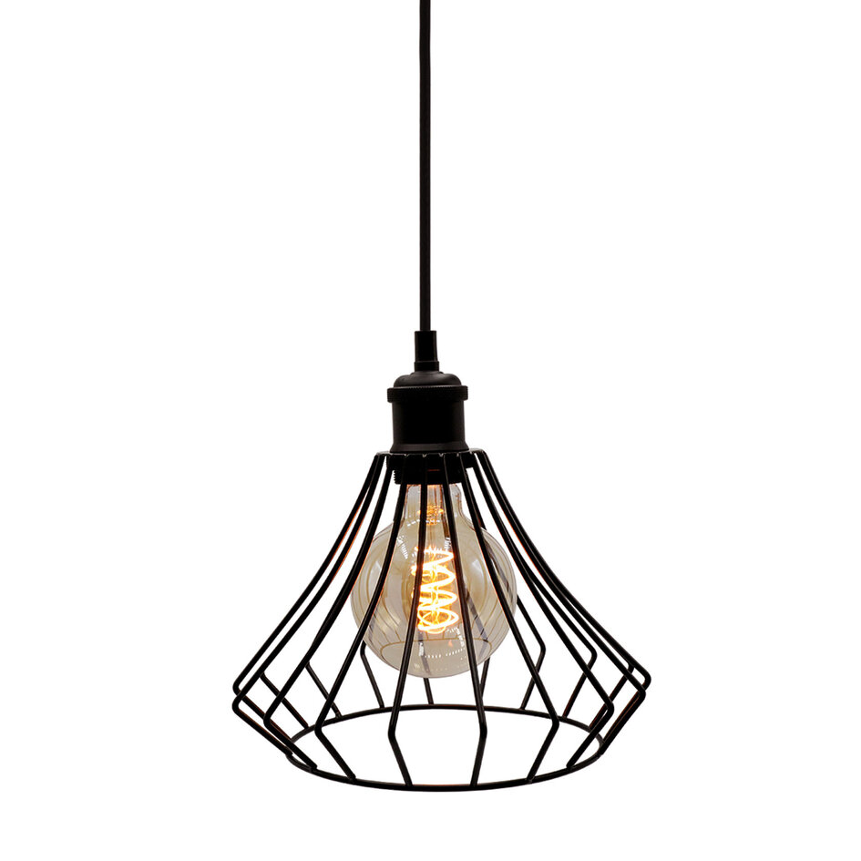 Lampa wisząca Kiki z lampą spiralną 5W, szkło bursztynowe, 1800K, Ø95