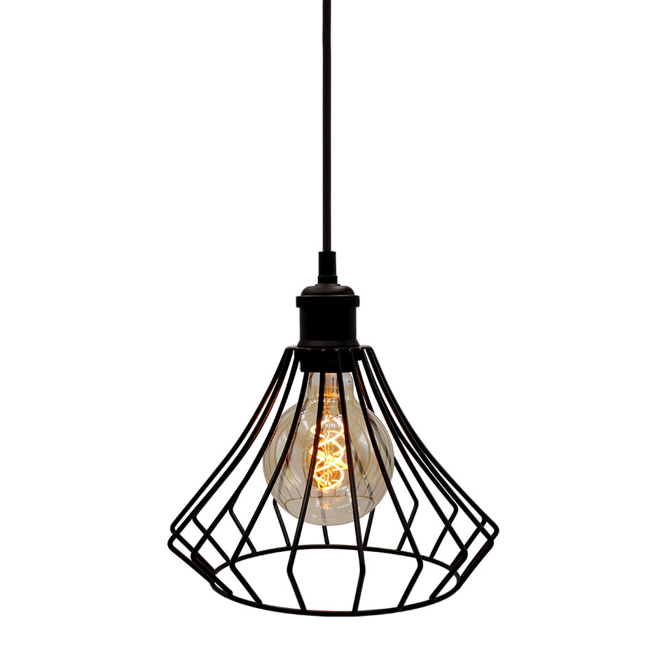Lampa wisząca Kiki z lampą spiralną 5W, szkło bursztynowe, 1800K, Ø95