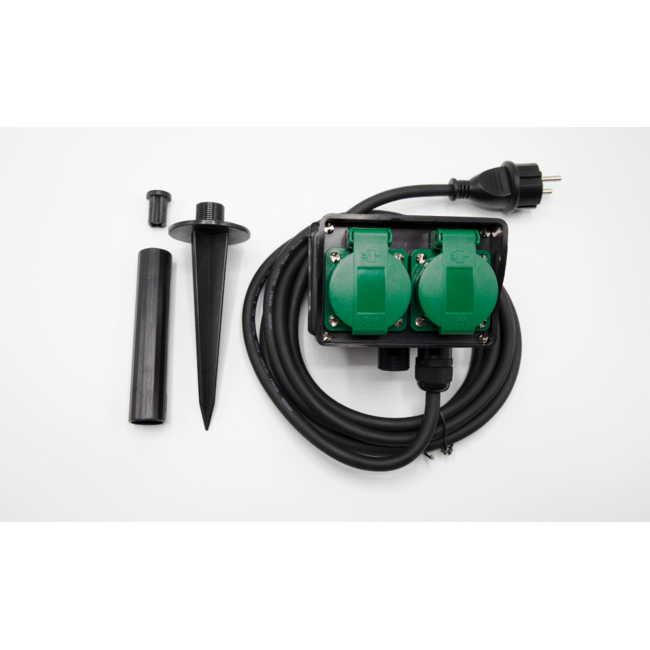 Gniazdo ogrodowe z grotem do ziemi, podwójne