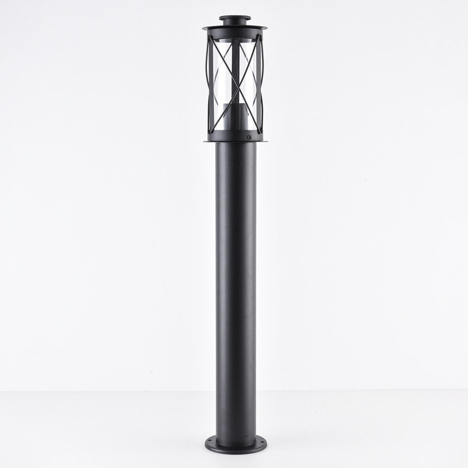 Zewnętrzna lampa podłogowa Lucia ze stali nierdzewnej, czarna, w stylu wiejskim - 80 cm
