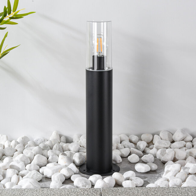 Lampa podłogowa zewnętrzna ze stali nierdzewnej Stella czarna, 50 cm