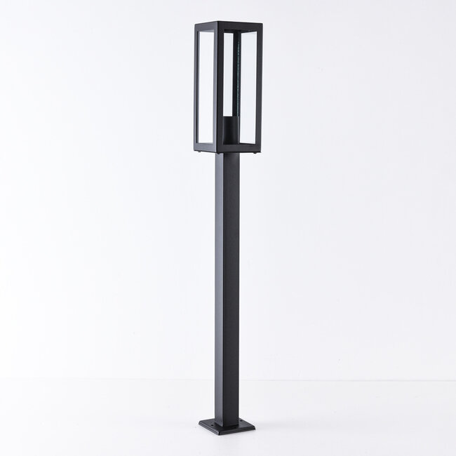 Industrialna lampa zewnętrzna Alessio ze stali nierdzewnej, czarna, ze szkłem - 80 cm