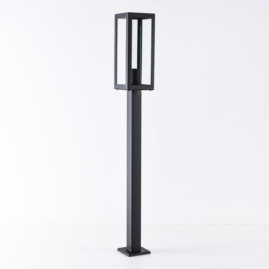 Industrialna lampa zewnętrzna Alessio ze stali nierdzewnej, czarna, ze szkłem - 80 cm