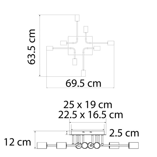 Lampa sufitowa czarna - Montana