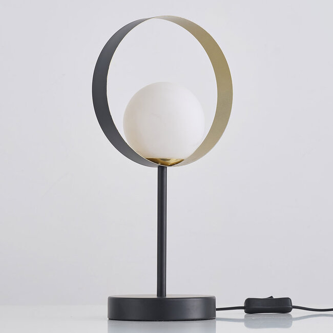 Lampa stołowa Carlie - czarna ze złotem płatkowym