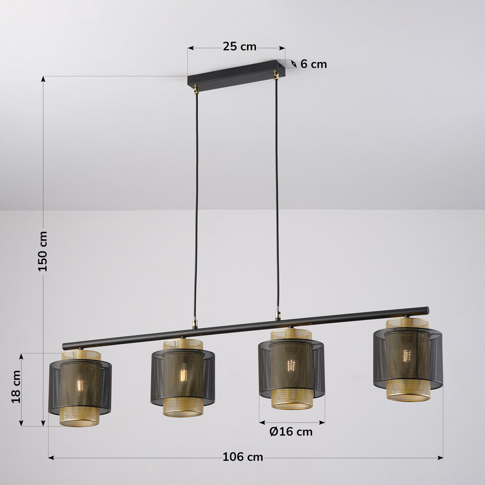 Lampa wisząca Jennifer - czarna ze złotym