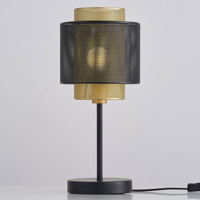 Lampka stołowa Ava - czarna ze złotym