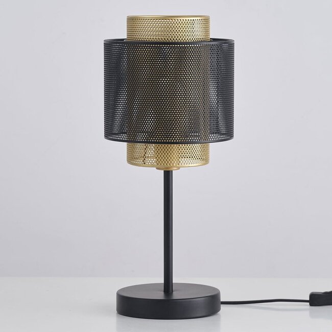 Lampka stołowa Ava - czarna ze złotym