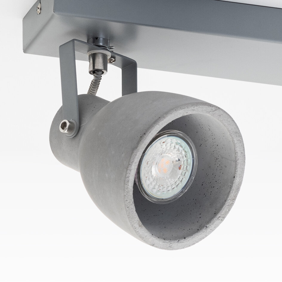 Lampa sufitowa betonowa szara z 2 reflektorami - Arthur
