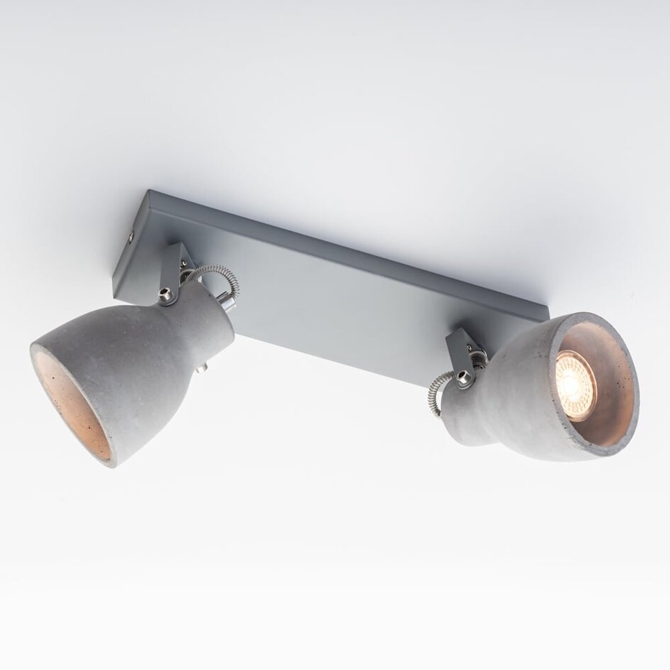 Lampa sufitowa betonowa szara z 2 reflektorami - Arthur
