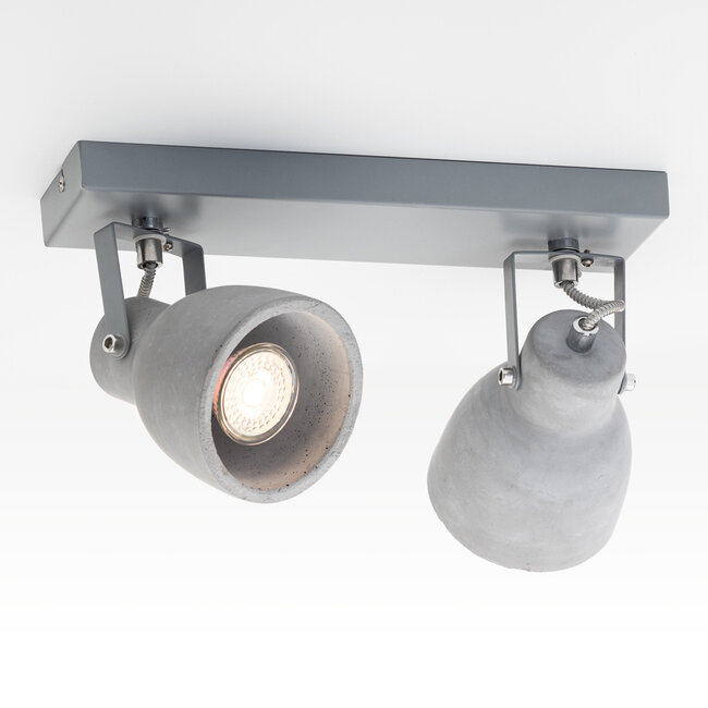 Lampa sufitowa betonowa szara z 2 reflektorami - Arthur