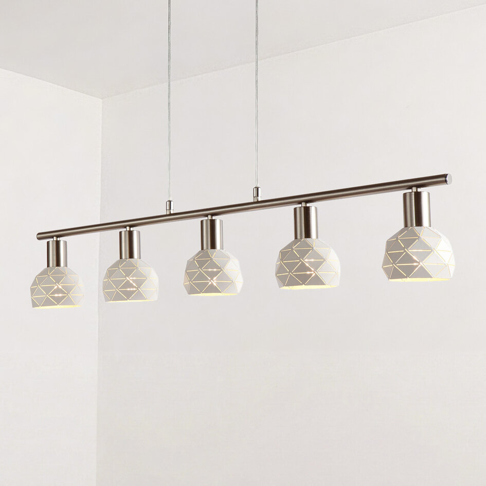 Nowoczesna lampa wisząca z 5 światłami biała - Alabaster