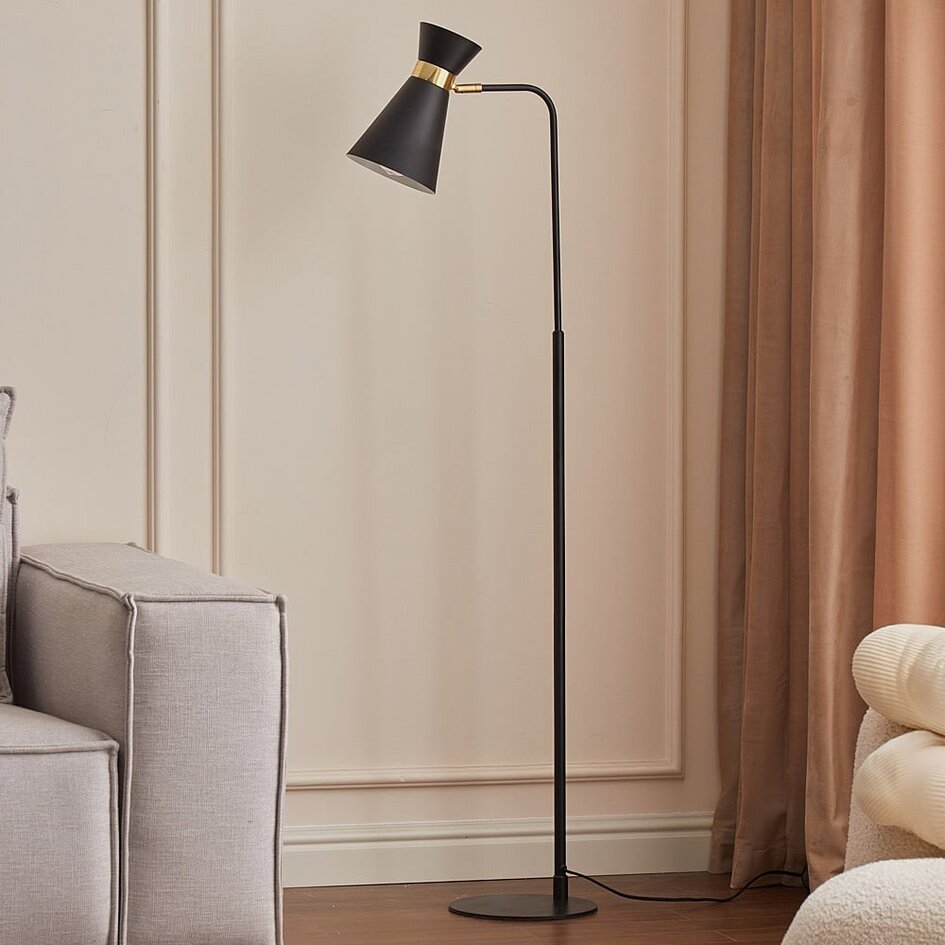 Lampa podłogowa Alyssa – czarna ze złotymi akcentami