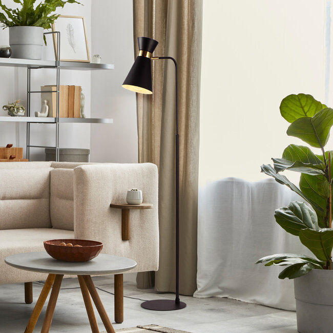 Lampa podłogowa czarno-złota - Alyssa