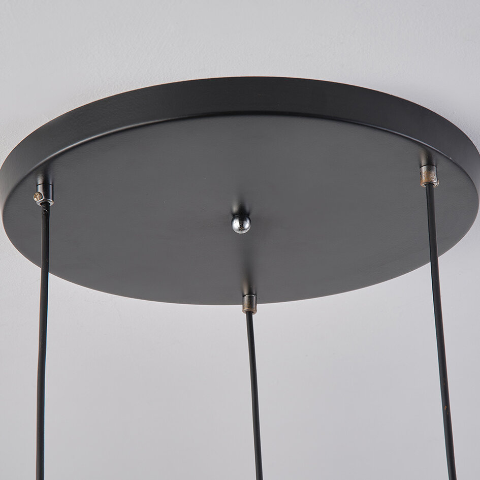 Nowoczesna lampa wisząca matowa czarna i złota, 3 światła - Chantal