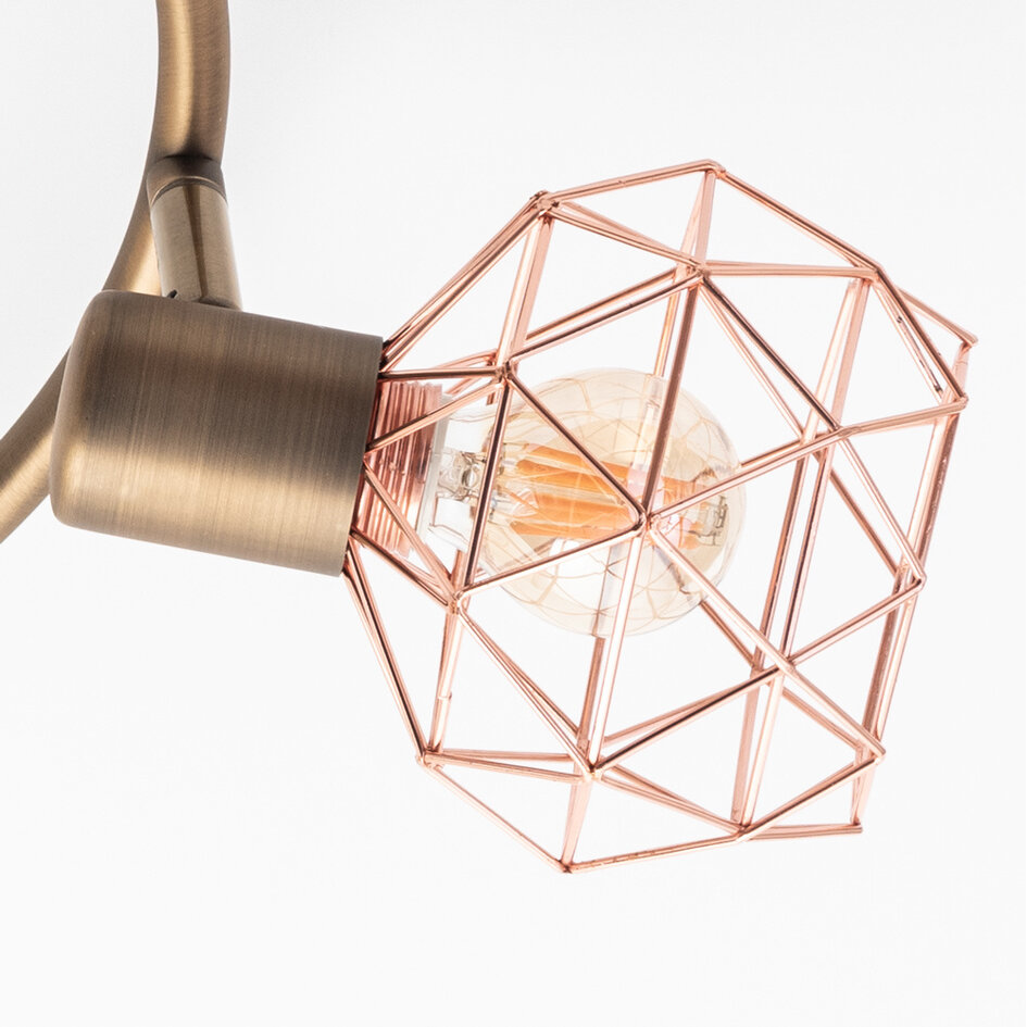 Miedziana lampa sufitowa 3 światła - Russet