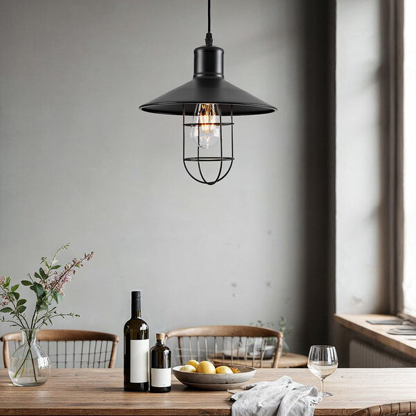 Industrialna lampa wisząca z czarnej stali - Kijów