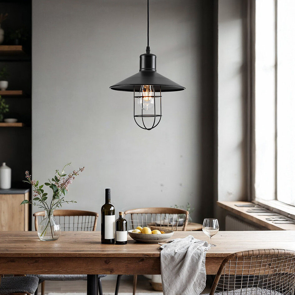 Industrialna lampa wisząca z czarnej stali - Kijów