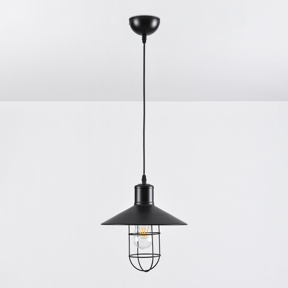 Industrialna lampa wisząca z czarnej stali - Kijów