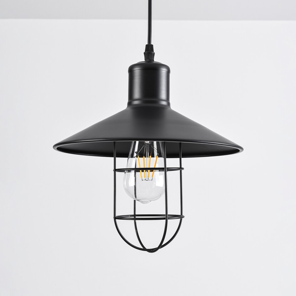 Industrialna lampa wisząca z czarnej stali - Kijów