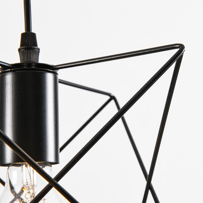 Industrialna lampa wisząca czarny metal 3 światła – Star