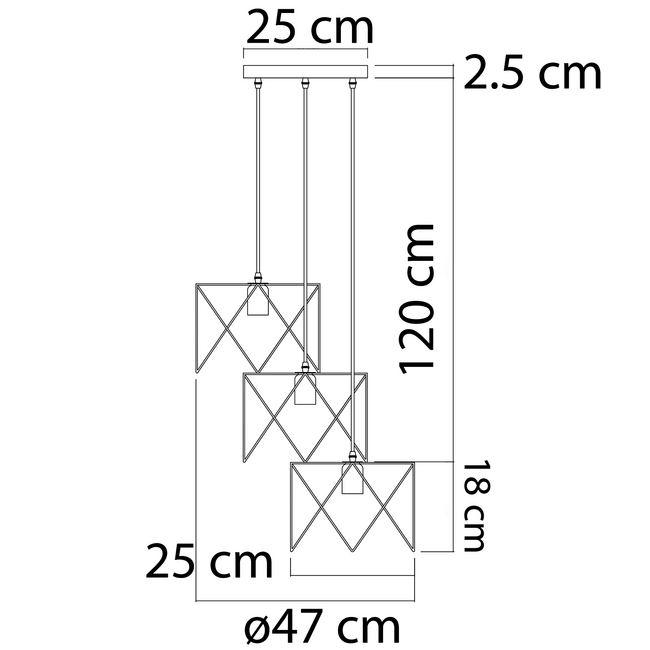 Industrialna lampa wisząca czarny metal 3 światła – Star