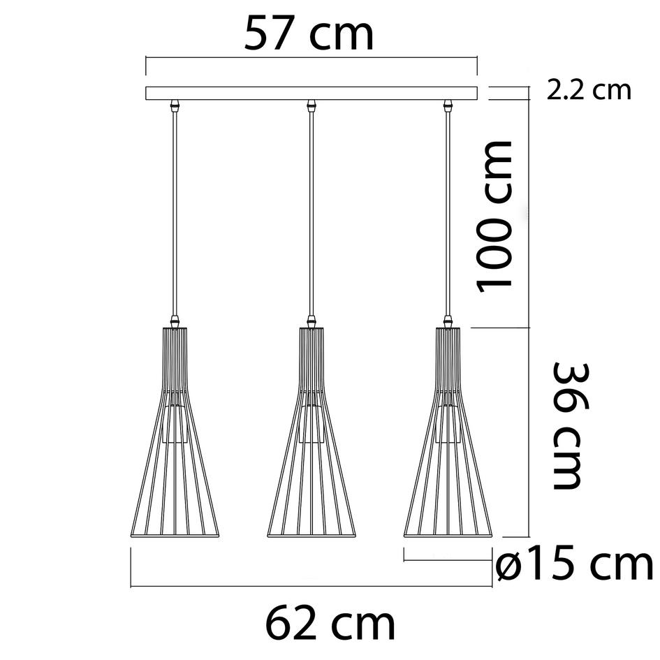 Industrialna lampa wisząca czarny metal 3 światła – Sofia