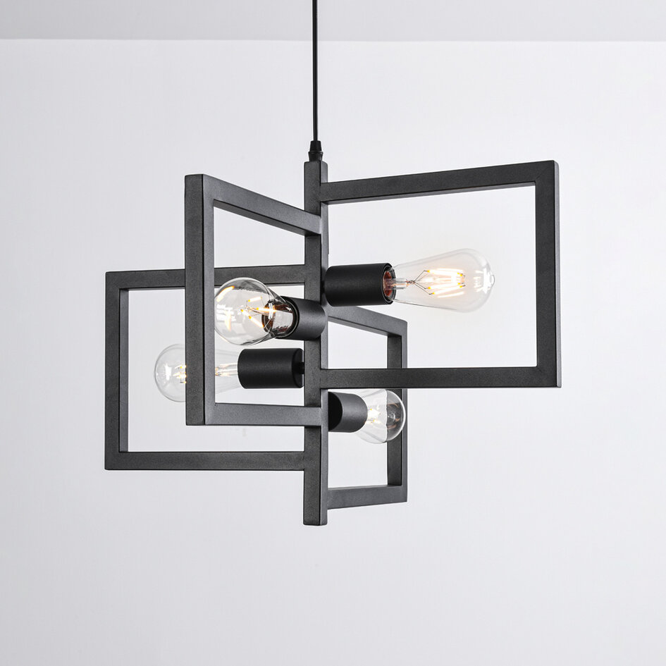 Industrialna lampa wisząca metalowa konstrukcja 4 światła - Madryt