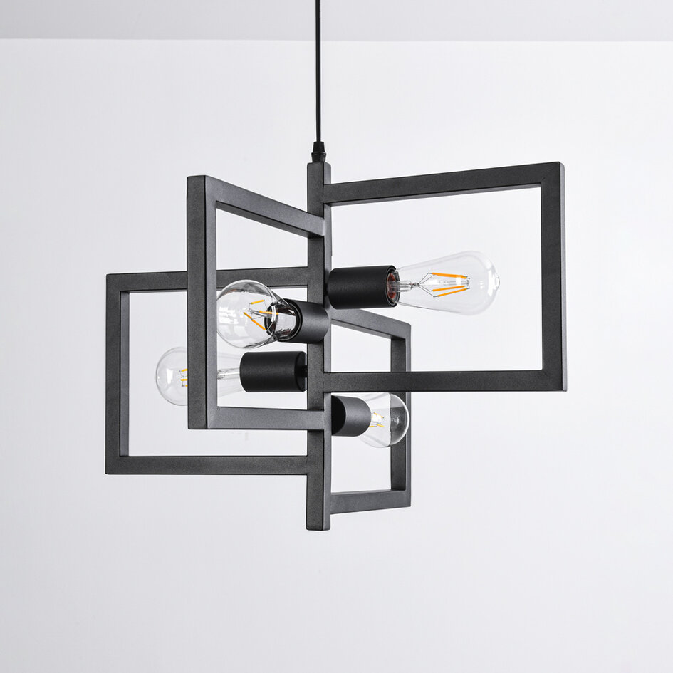 Industrialna lampa wisząca metalowa konstrukcja 4 światła - Madryt