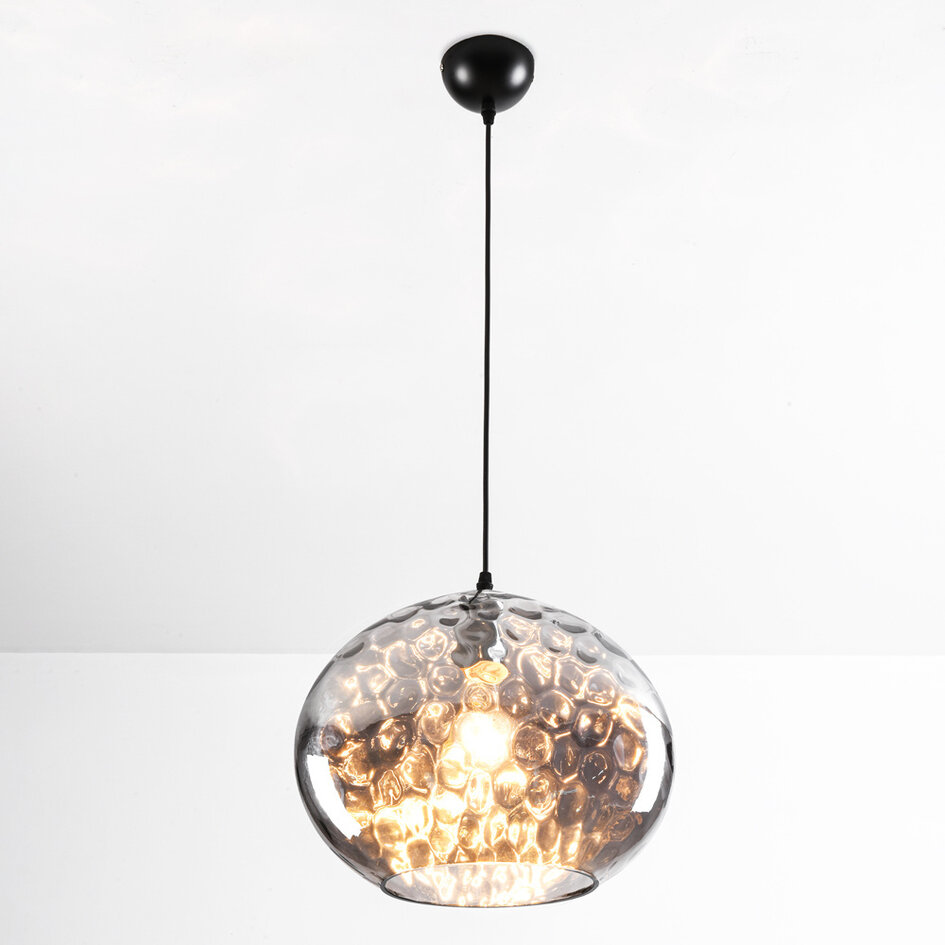 Designerska lampa wisząca z owalnym szkłem dymionym – Palermo