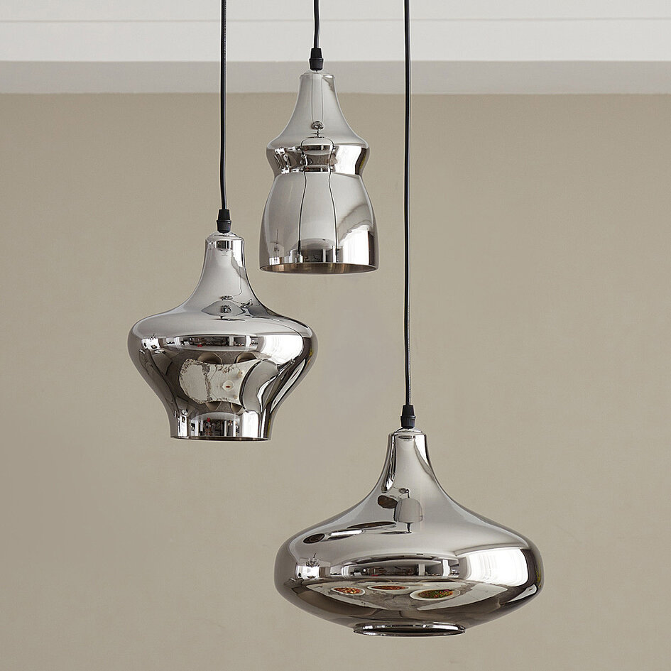 Designerska lampa wisząca chrom 3 światła – Bari