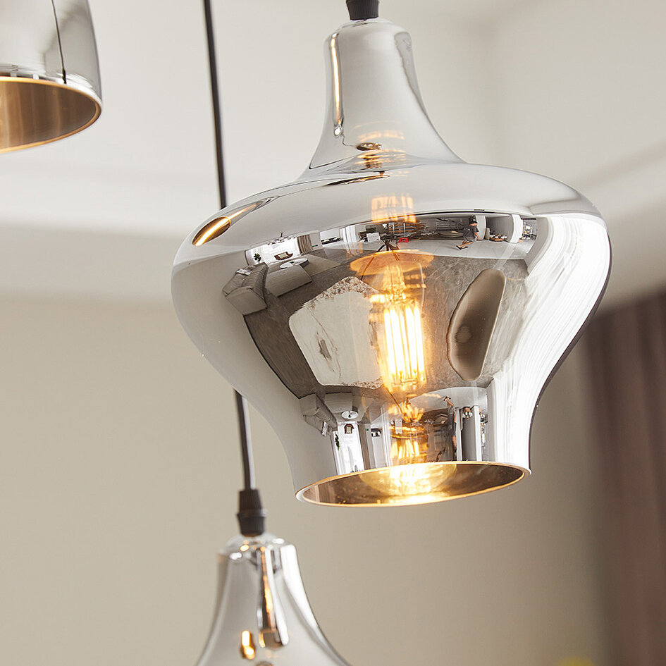 Designerska lampa wisząca chrom 3 światła – Bari