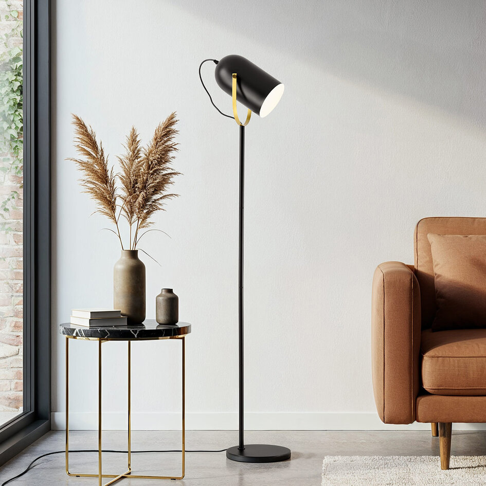 Industrialna lampa podłogowa czarna - Oslo
