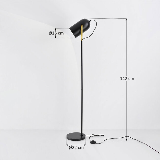 Industrialna lampa podłogowa czarna - Oslo