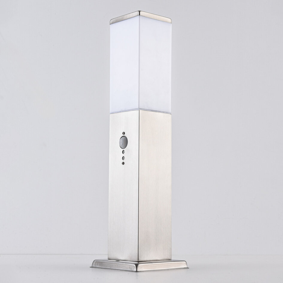 Lampa podłogowa zewnętrzna ze stali nierdzewnej Leopoldo z czujnikiem, 45 cm