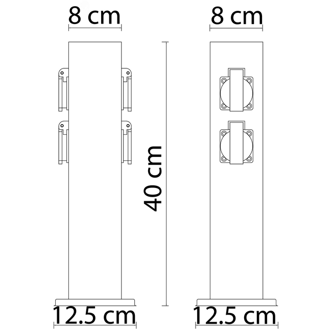 Słupek ogrodowy ze stali nierdzewnej z gniazdkiem - Fabrizio