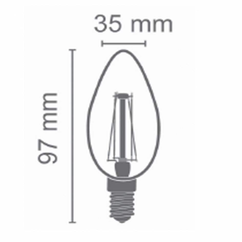 Żarówka filamentowa świecowa E14, mlecznobiały klosz, 2100K, 1,6W Ø35