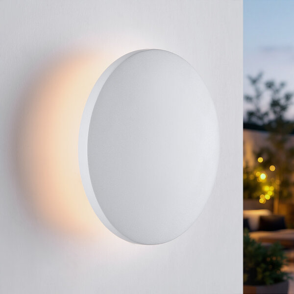Okrągła lampa ścienna zewnętrzna Moon - biała